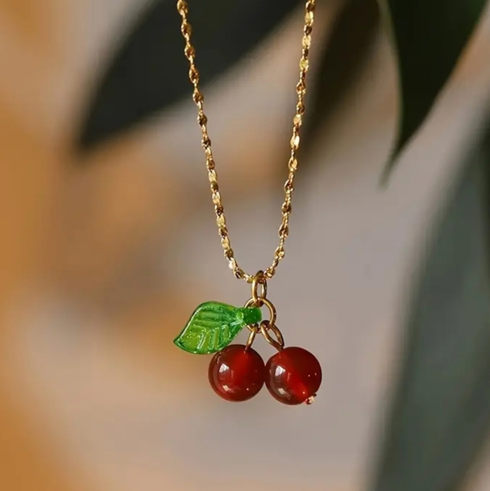 Cherry Pendant Gold Necklace